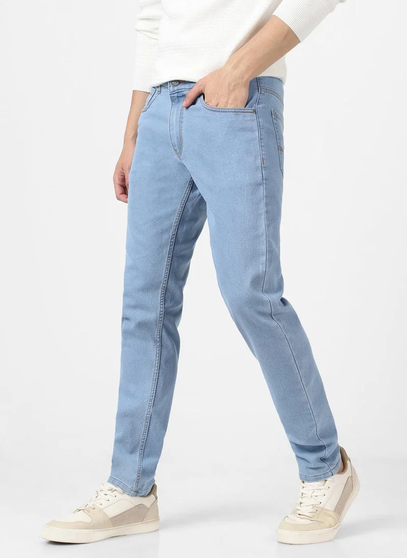 Urbano Fashion  Urbano Fashion Men's Ice Blue Slim Fit Washed Jeans Stretchable for Men | Best Price UAE